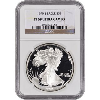 1990 - S American Silver Eagle Proof - Ngc Pf69 Ucam photo