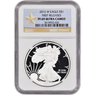 2012 - W American Silver Eagle Proof - Ngc Pf69 Ucam - First Releases - Star Label photo