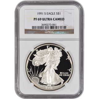 1991 - S American Silver Eagle Proof - Ngc Pf69 Ucam photo