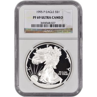 1995 - P American Silver Eagle Proof - Ngc Pf69 Ucam photo
