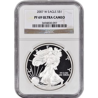 2007 - W American Silver Eagle Proof - Ngc Pf69 Ucam photo