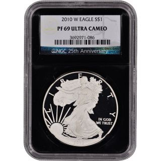 2010 - W American Silver Eagle Proof - Ngc Pf69 Ucam - ' Retro ' Black Core photo