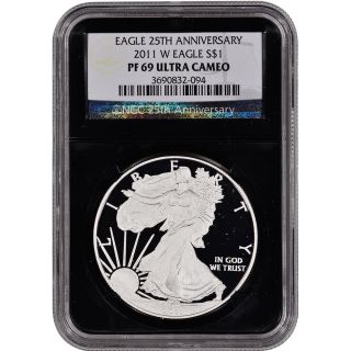 2011 - W American Silver Eagle Proof - Ngc Pf69 Ucam - ' Retro ' Black Core photo
