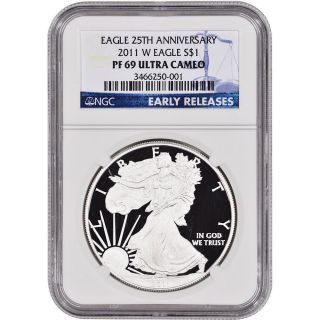 2011 - W American Silver Eagle Proof - Ngc Pf69 Ucam - Early Releases photo