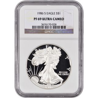 1986 - S American Silver Eagle Proof - Ngc Pf69 Ucam photo