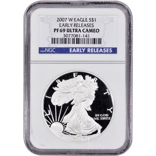 2007 - W American Silver Eagle Proof - Ngc Pf69 Ucam - Early Releases photo