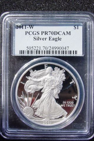 2011 - W (proof) Silver American Eagle Pr - 70 Dcam Pcgs photo