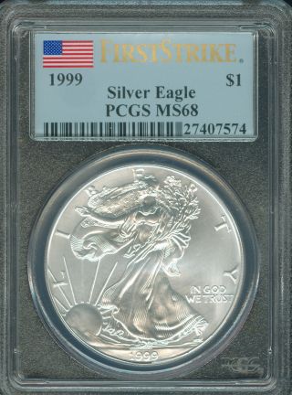 1999 Silver Eagle Pcgs Ms68 First Strike Rare Spotless photo