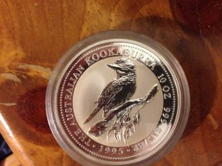 1995 10 Oz Silver Australian Kookaburra $10.  999 Coin photo