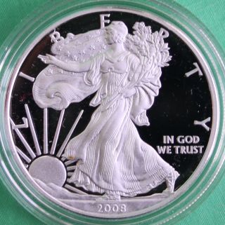2008 American Silver Eagle Proof Dollar Us Ase Coin Only photo