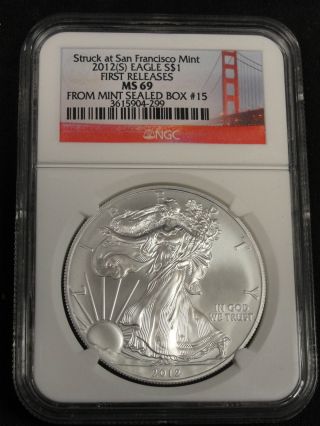 2012 (s) Silver Eagle San Francisco First Release Ngc Ms69 4 - 299 photo