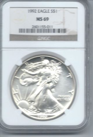 1992 American Eagle Ms - 69 Ngc 90% Silver photo