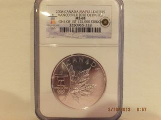 2008 Canadian Maple Leaf Vancouver 2010 Olympics Silver Dollar photo