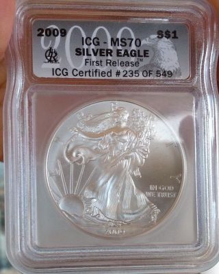 2009 American Silver Eagle Ms70 First Releases Icg photo