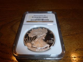 2010 W - Ngc 70 - Ultra Cameo Proof Silver American Eagle One Dollar Coin photo