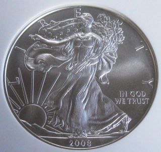 2008 Silver Eagle Dollar Ngc Ms70 Perfect Coin photo