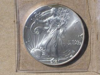 Uncirculated Pristine 2001 Walking Liberty 1 Oz.  Fine Luster Silver Dollar photo