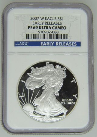 2007 - W Proof Silver Eagle - Ngc Pf69 Ultra Cameo - $1 - Early Releases - 088 photo