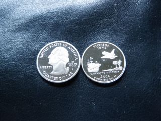 1 - 2004 Proof Statehood Quarter Florida 90% Silver Us Coin Bullion Deep Cameo photo