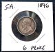 . 925 Silver 1896 South Africa 6 Pence Coin Km 4 Low Mintage Very Scarce Africa photo 2