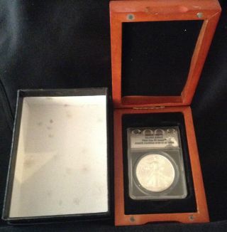 2008 $1 U.  S.  Silver American Eagle Coin +anacs Ms - 70+ W/ Box & Case photo