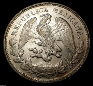 Mexico,  Old Silver 1899 Moam 1 Peso Radiant Cap Unc.  Much Luster Coin photo