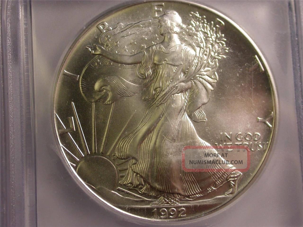 1992 Icg Ms70 Silver Eagle 1 Ounce Dollar Id P860