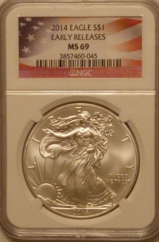 2014 American Silver Eagle Ngc Ms69 1 Oz Ase 1 Oz Coin Early Release photo