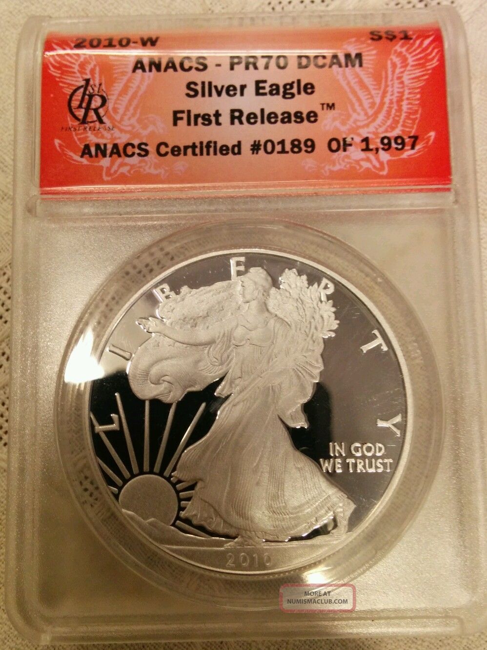 2010 W Silver Eagle Anacs Pr70 Dcam First Release 189 Of 1997 Nr