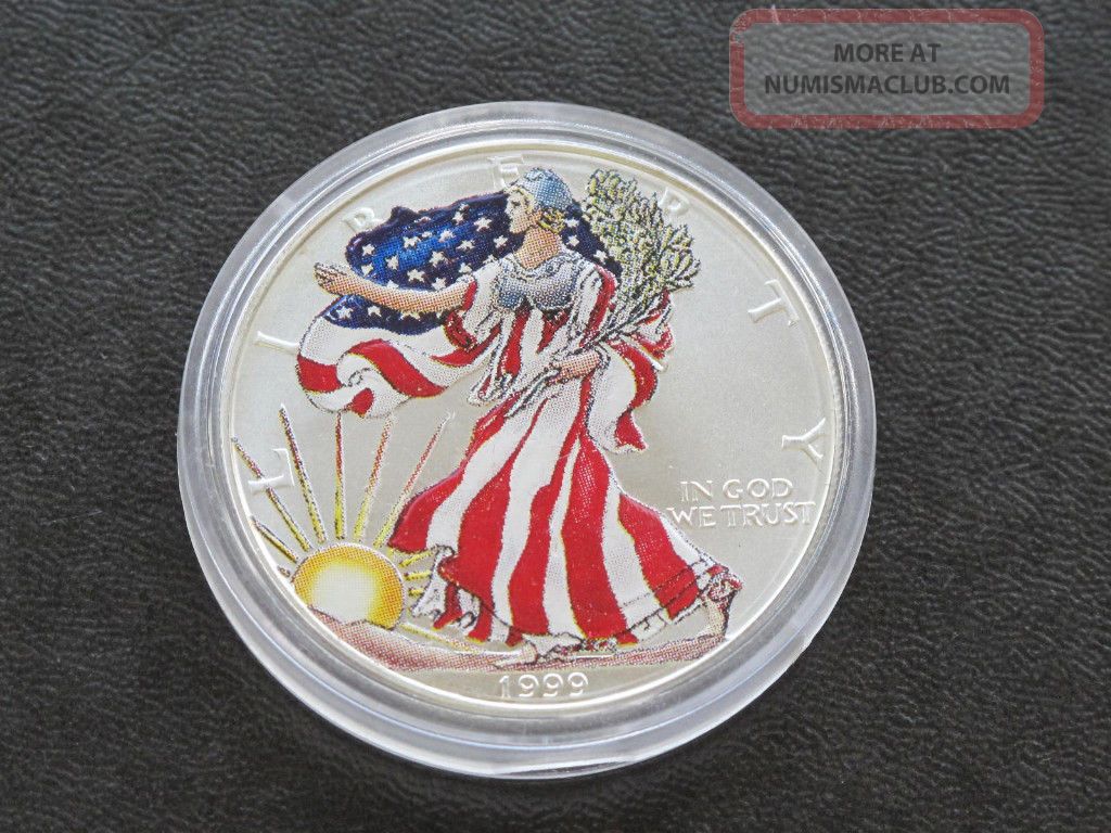 1999 Walking Liberty American Silver Eagle Bu Painted C0257