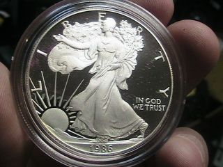 1986 Proof Silver Eagle Dollar 1st Year Of Issue Deep Mirrors photo