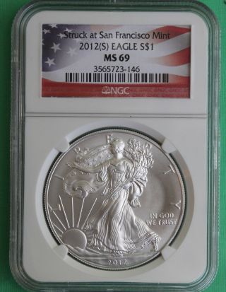 2012 American Silver Eagle Bu San Francisco Ase Certified Ngc Ms 69 Uncirculated photo