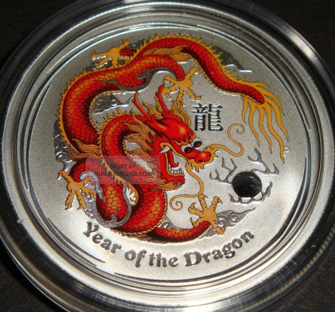 2012 - 1/2 Oz Colorized Year Of The Dragon Perth Australia Pure Silver Coin Australia photo
