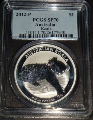 2012 - 1 Oz Australia Koala Pcgs Sp - 70 Perth Bullion Fine Silver Coin photo