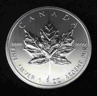 1 Troy Oz.  9999 Fine Silver Round 2012 Canadian Maple Leaf & Usa photo
