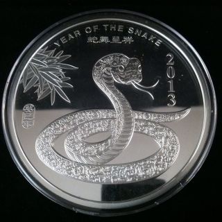 10 Troy Oz Ounce.  999 Fine Silver Apmex 2013 Year Of The Snake Round 01 photo