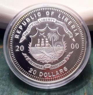 2000 Liberia $20 Silver Round 20 Grams.  999 Silver photo