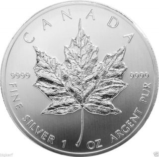 2013 Canadian Maple Leaf Silver Coin {bu} 1 Oz.  9999 Fine Silver Bullion Round photo