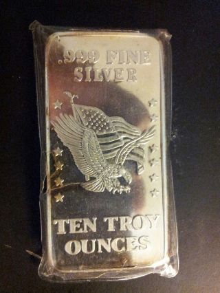 10 Oz Troy Fine Silver Bar / American Eagle Logo,  San Francisco Cc 1981 photo