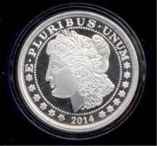 2014 Silver Round Morgan Dollar Liberty Eagle Design 1 Troy Oz.  999 @ R_and_l Nr photo