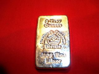 3 Troy Ounce.  999 Fine Silver Monarch Precious Metals Bar. photo