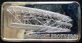Hamilton Wright Brothers World Of Flight 1 Oz Ounce.  999 Silver Ingot Bar photo