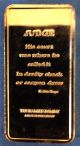 1oz Solid 999 Fine Slver Bar Judge.  24k Gold Egp Hamilton Proof Silver photo 3