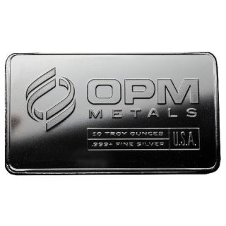 Opm Metals - 10 Oz Silver Bar.  999 Fine photo