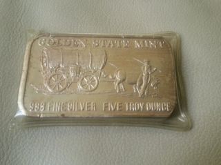 5oz Silver Bar Golden State Silver Bullion.  999 photo
