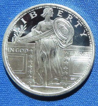 1/4 Troy Oz Solid Silver Standing Liberty Round.  999 Fine Apmex - photo