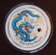 2012 1 Oz.  999 Silver Perth Year Of The Dragon Blue Colorized Coin Silver photo 2