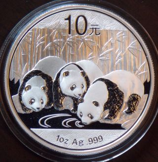 2013 Chinese Panda Silver Coin 1 Oz.  999 Pure Silver Bu photo