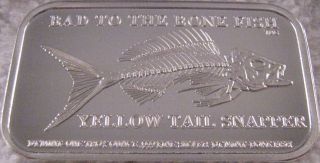 Dt Yellow Tail Snapper Bad To The Bone Fish Skeleton Series 1 Oz Silver Bar photo
