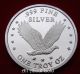 Solid Silver Round 1 Troy Oz Lady Liberty American Flying Eagle.  999 Proof - Like Silver photo 3